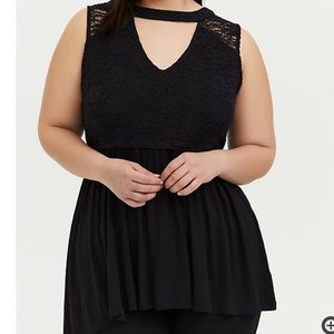SUPER SOFT BLACK & LACE INSET CHOKER BABYDOLL TANK